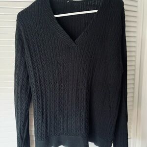 A Talbots cable knit V-neck pullover sweater